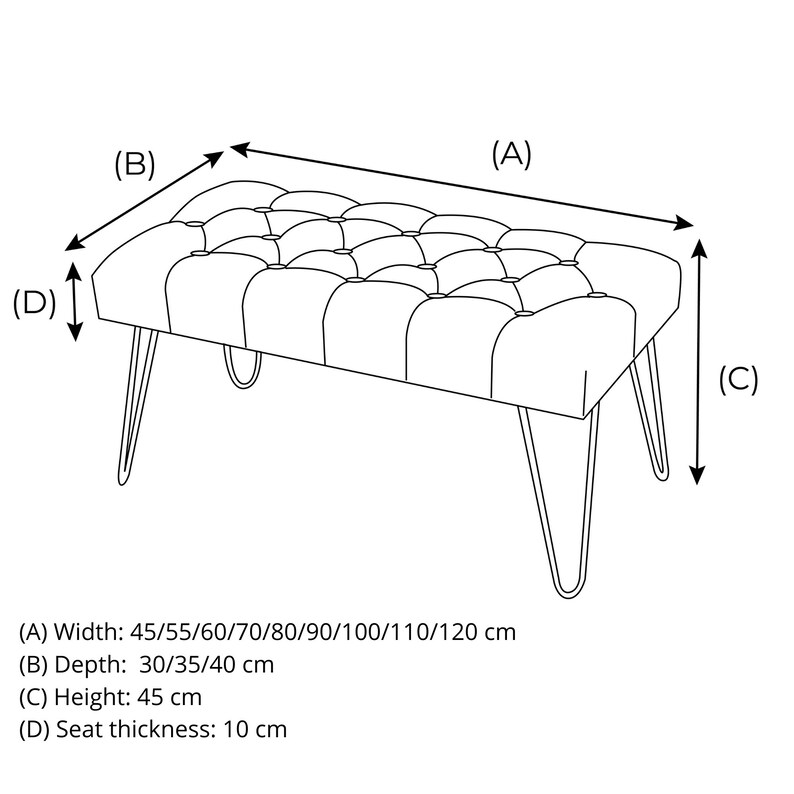 Banc En Métal Pouf Industriel Meubles Rembourrés Pouf Fait Main Couloir Siège Matelassé LOFT bench4home image 10