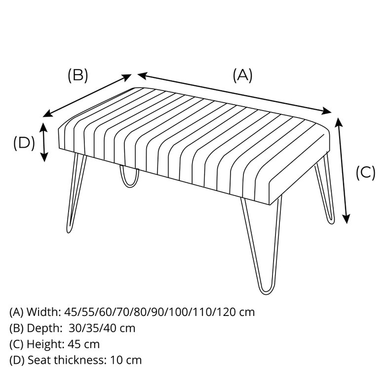 Banc En Métal Pouf Industriel Meubles Rembourrés Pouf Fait Main Couloir Siège à motifs LOFT bench4home image 10