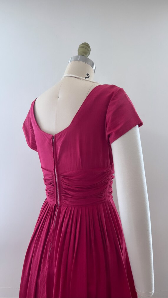1950’s raspberry rhinestone cotton dress - image 6