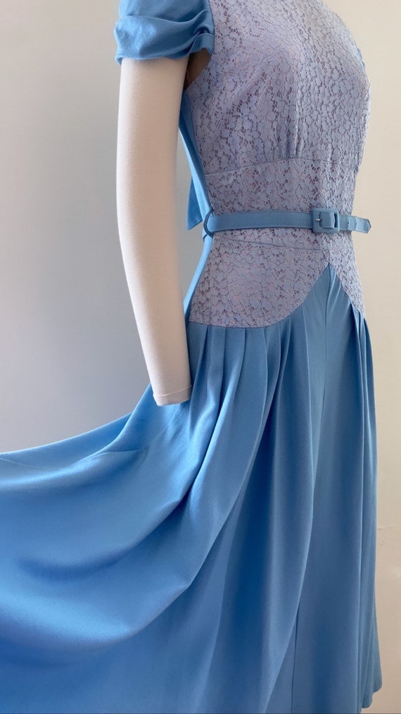 1950s cornflower blue drop waist Cinderella dress - image 6