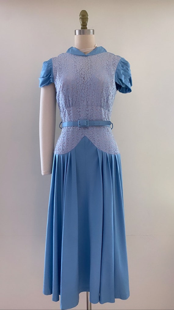 1950s cornflower blue drop waist Cinderella dress - image 3