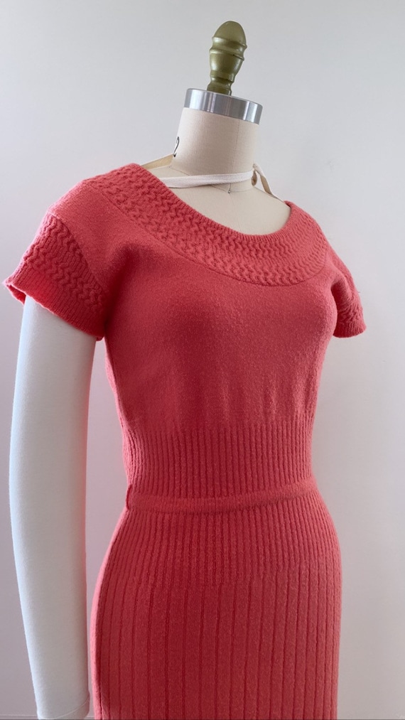 Vintage 1950’s coral knit dress by A Lady Petite F