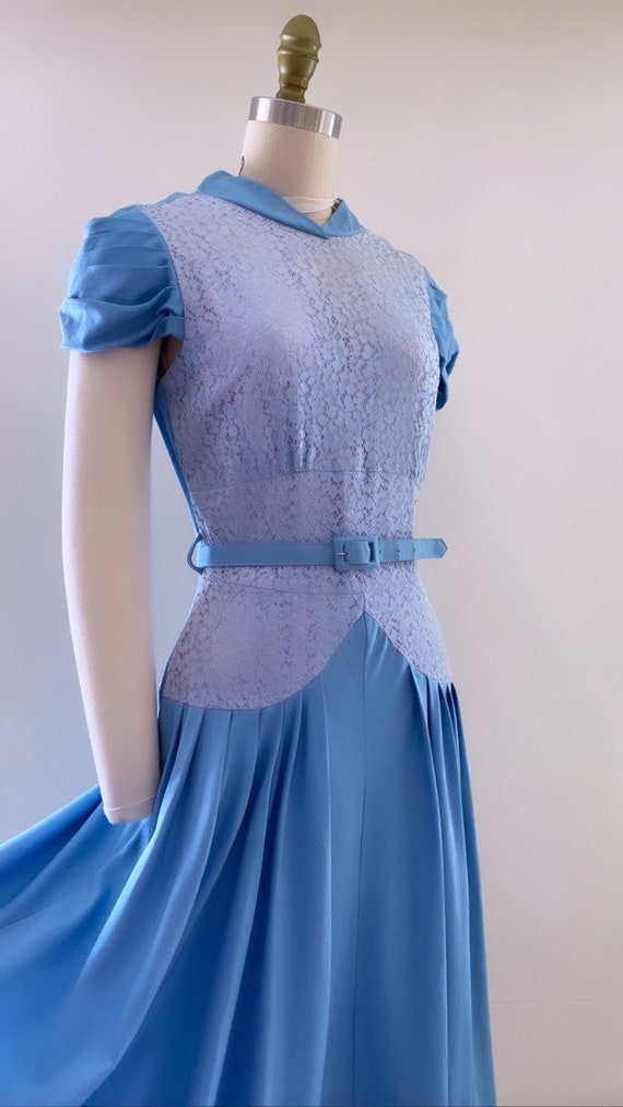 1950s cornflower blue drop waist Cinderella dress - image 2