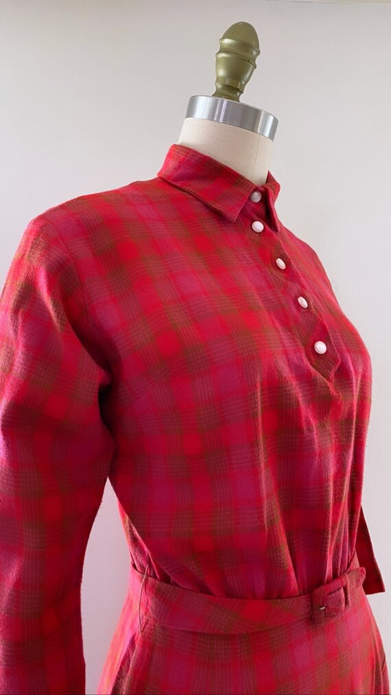 Vintage 1950s wool blend plaid dress by Jonathan … - image 4