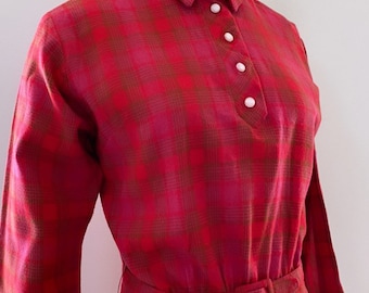 Vintage 1950s wool blend plaid dress by Jonathan Logan