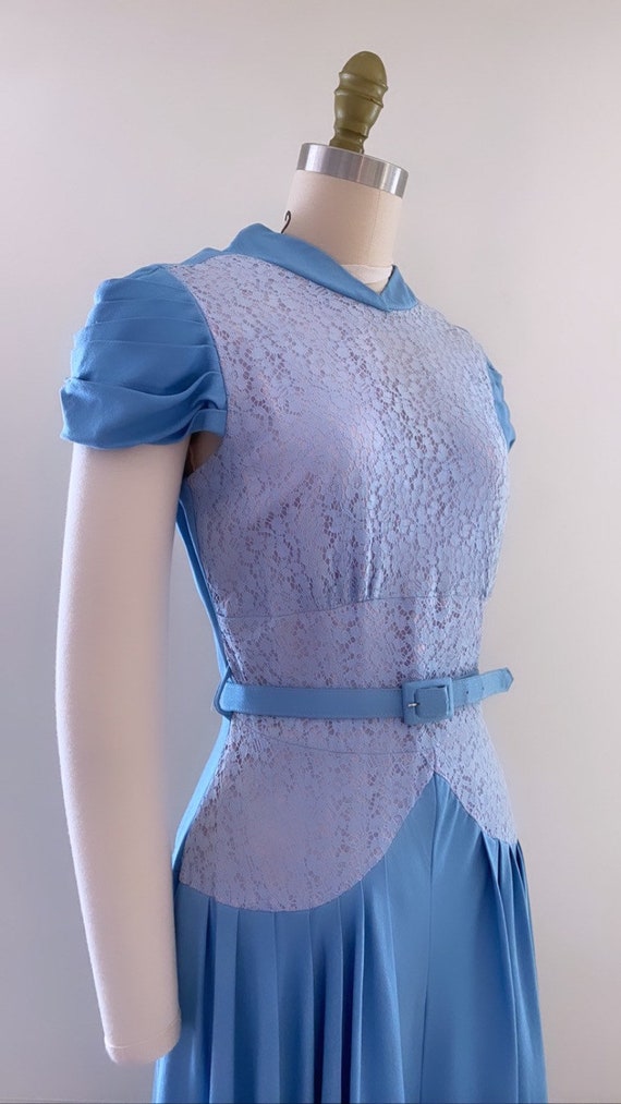 1950s cornflower blue drop waist Cinderella dress