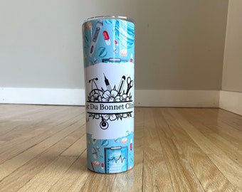 20 oz skinny tumbler with medical design and custom name. Tumbler for nurse, doctor and medical workers.