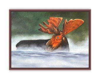 Art print of a moose painting, Animal wall art