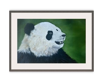 Art print of a original oil painting ,Panda art print, animal art.