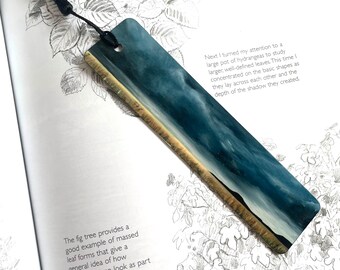 Aluminum double-sided bookmark, art print, moody cloudscape.