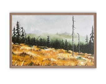 Art print of a moody forest oil painting , 8x12 inch.