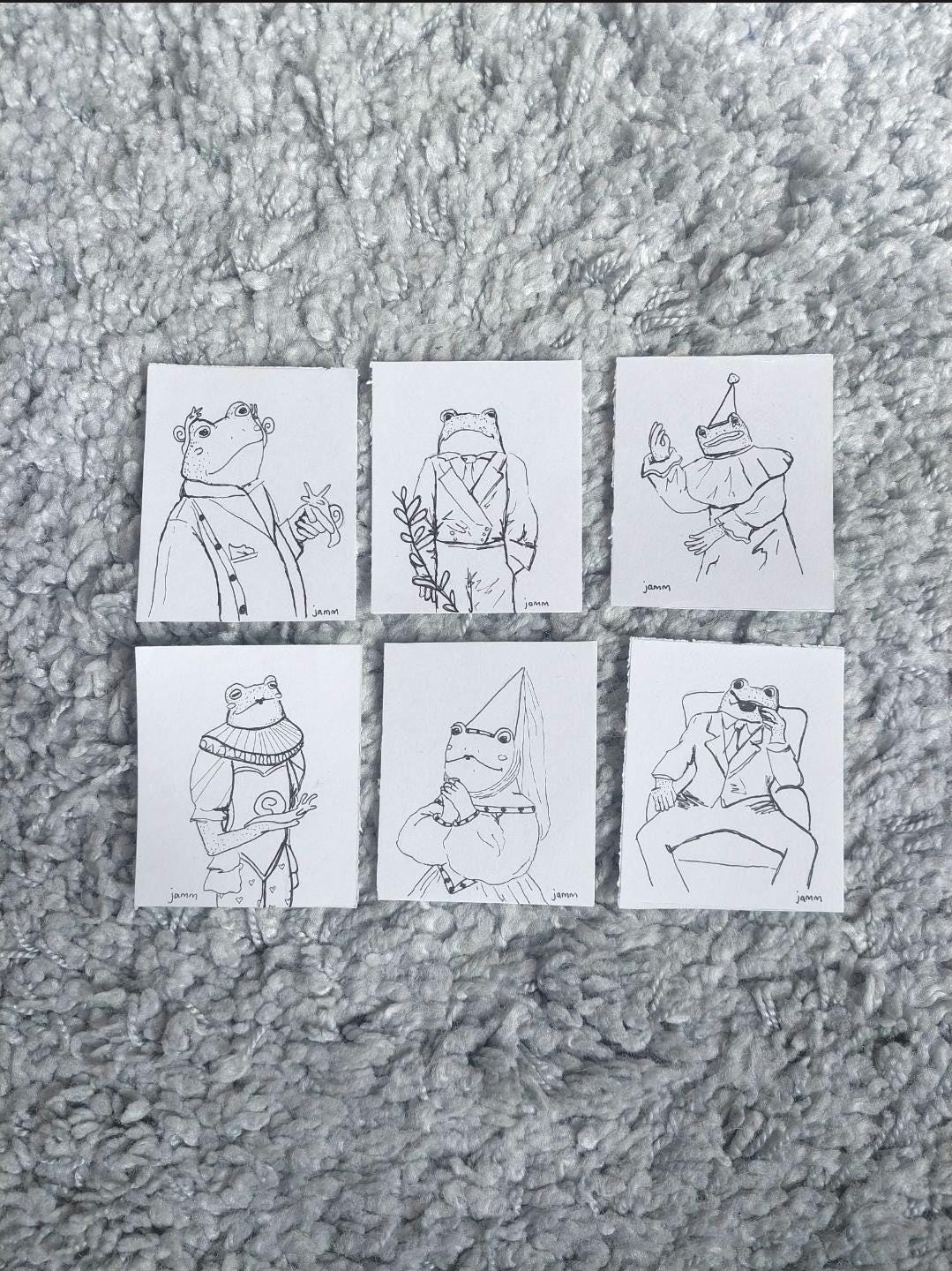 Original Frosch Tuschezeichnungen