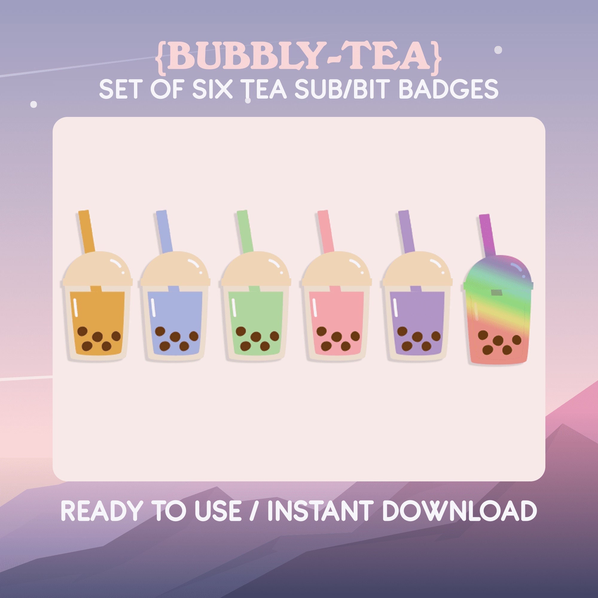 Cute Premade Boba Bubble Tea Twitch Sub Badges / Emotes Multiple Sizes Discord YouTube