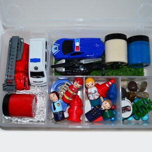 Police/Fire Emergency Work Crew Playdough Kit, Sensory Bin, Montessori, Busy Box, Sensory Kit, Sensory toy, Play dough Kit, Kids Gift