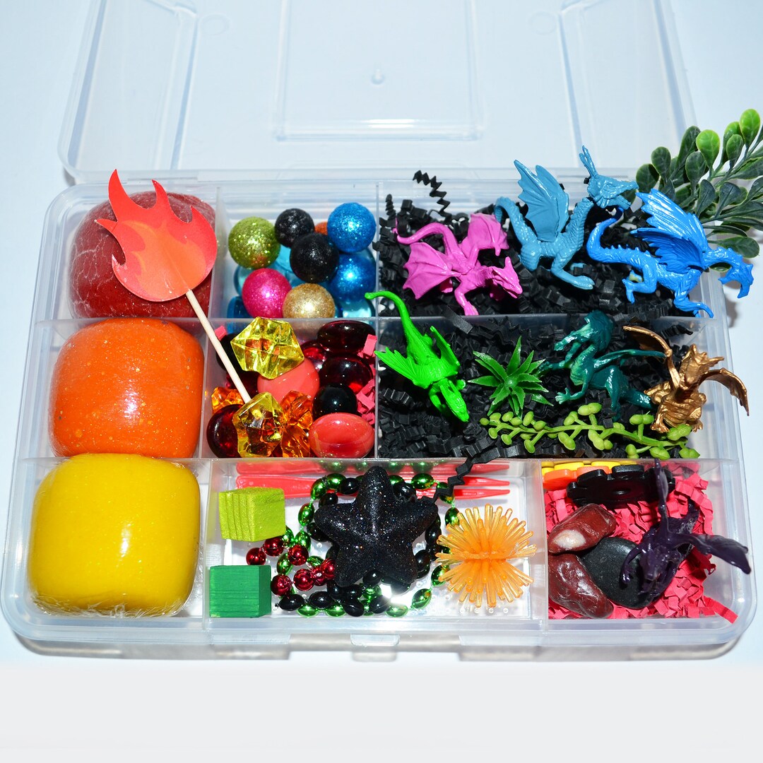 Dragons Playdough Kit, Sensory Bin, Montessori, Busy Box, Sensory Kit
