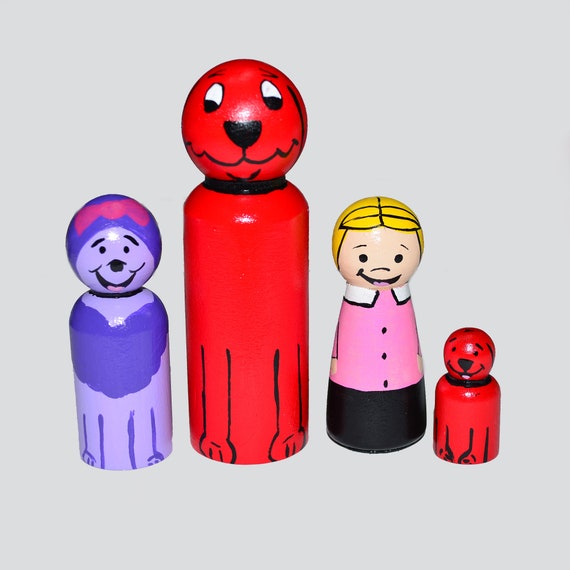 Big Red Dog Peg Dolls' Hand painted Wooden Peg Doll Toys Dollhouse Peg  Dolls, Loose Parts Play, Montessori Toys