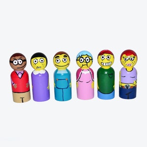 Themed Big City Peg Dolls' Hand painted Wooden Peg Doll Toys - Dollhouse Peg Dolls, Loose Parts Play, Montessori Toys
