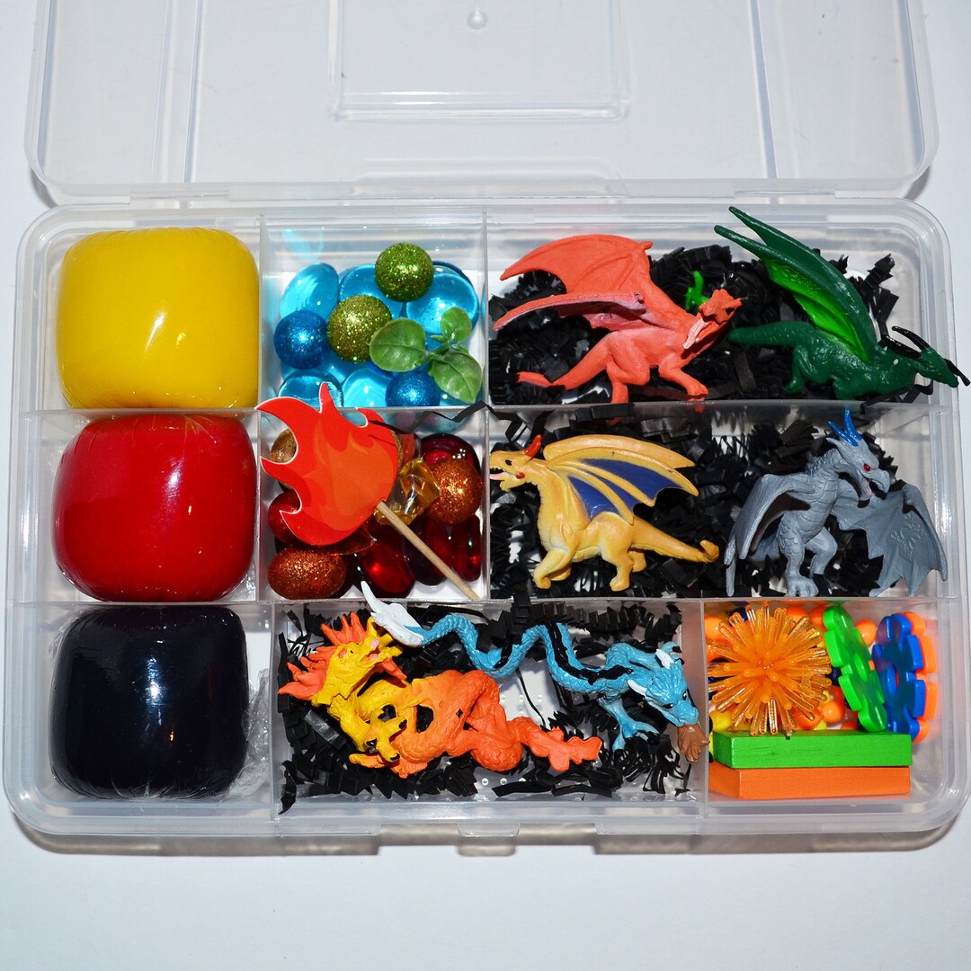 Dragons Playdough Kit, Sensory Bin, Montessori, Busy Box, Sensory Kit