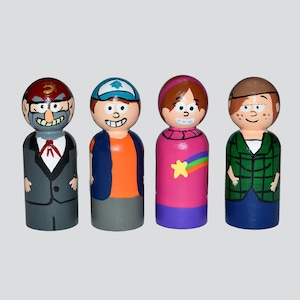 Themed Peg Dolls&#39; Hand painted Wooden Peg Doll Toys - Dollhouse Peg Dolls, Montessori Toys