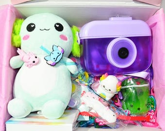 Personalized Axolotl Lovers Pre-Filled Gift box * Unique Birthday Gift for kids * surprise box • Toys, Activities gift- Thinking of you