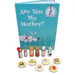 Custom Story Sack Pack-Peg Dolls&#39; Hand painted Wooden Peg Doll Toys - Dollhouse Peg Dolls, Loose Parts Play, Montessori Toys