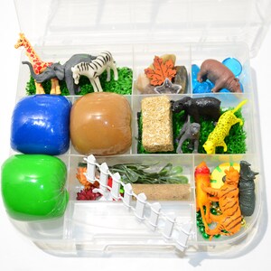 Safari Homemade Sensory Playdough Kit, Sensory Bin, Montessori, Busy Box, Sensory Kit, Sensory toy, Play dough Kit, Gifts for kids
