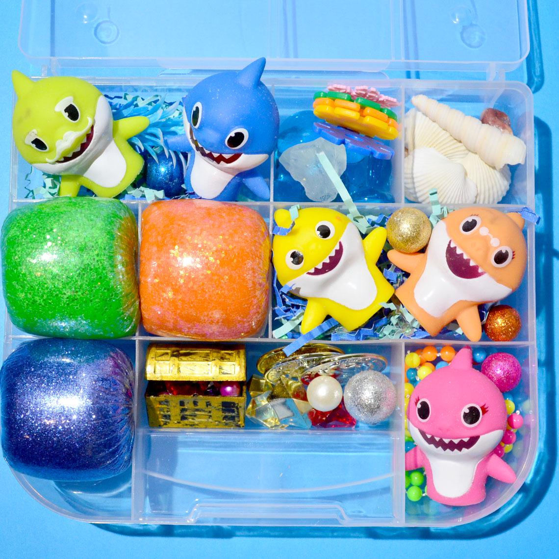 Shark Themed Homemade Sensory Playdough Kit, Sensory Bin, Montessori, Busy Box, Sensory Kit, Sensory toy, Play dough Kit, Gifts for kids