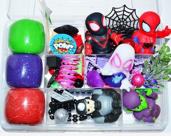 Homemade Playdough Kit + Superhero, Sensory Bin, Montessori, Busy Box, Sensory Kit, Sensory toy, Play dough Kit, Gifts for kids
