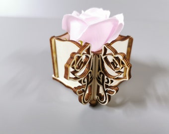 Laser cut DXF/SVG files rose box decoration 4mm plywood