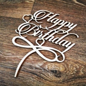 Laser cut DXF files Cnc Router Cake topper Happy Birthday 4mm Plywood