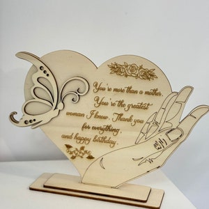 Laser geschnitten DXF SVG-Dateien Dekoratives Herz mit Stütze Herz-Mutter-Geschenk-Design 4mm Sperrholz