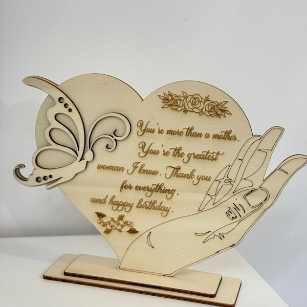 Laser cut DXF SVG files Decorative Heart with support Heart Mother Gift Design 4mm Plywood