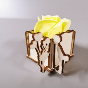 Laser cut DXF/SVG files rose box decoration couple 4mm plywood