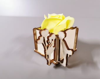 Laser cut DXF/SVG files rose box decoration couple 4mm plywood