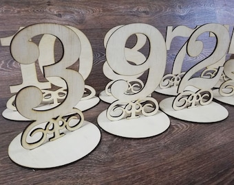 Laser cut DXF files for Table numbers 1 to 10 Dxf files For table decoration Wedding 4mm plywood