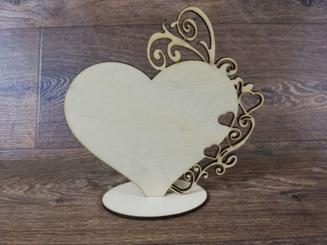 Laser Cut DXF Files Decorative Heart With Support Heart Design 4mm ...