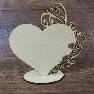 Laser cut DXF files Decorative Heart with support Heart  Design 4mm Plywood