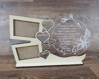 Laser cut DXF files Photo Frame Plywood 4mm  Clear Acrylic  Engraved Photo frame