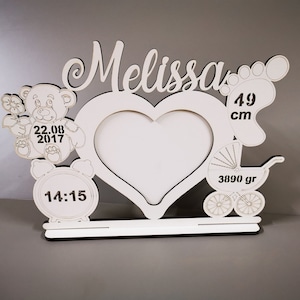 Laser cut DXF/SVG files for baby heart photo frame