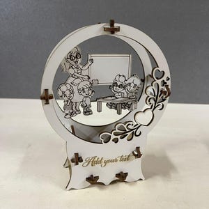 Lasergesneden gegraveerde DXF/SVG/PDF leraar bloembak twee achtergronden decoratie leraar cadeau school