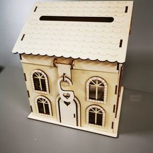 Laser cut DXF/SVG files for Money House  Plywood 4mm