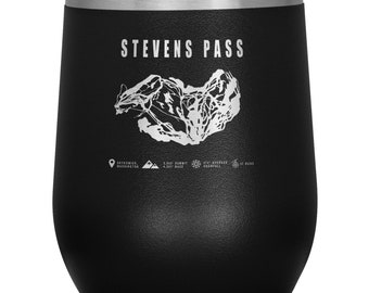 Stevens Pass, Washington Ski Resort Map Wine 12oz Tumbler