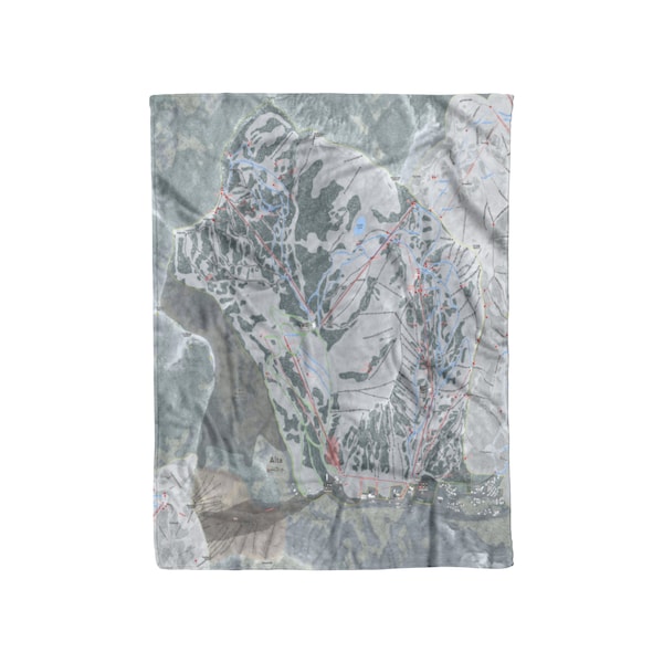 Alta, Utah Ski Trail Map Blanket | Cozy, soft throw blanket makes a great cabin decor gift for skiers & snowboarders