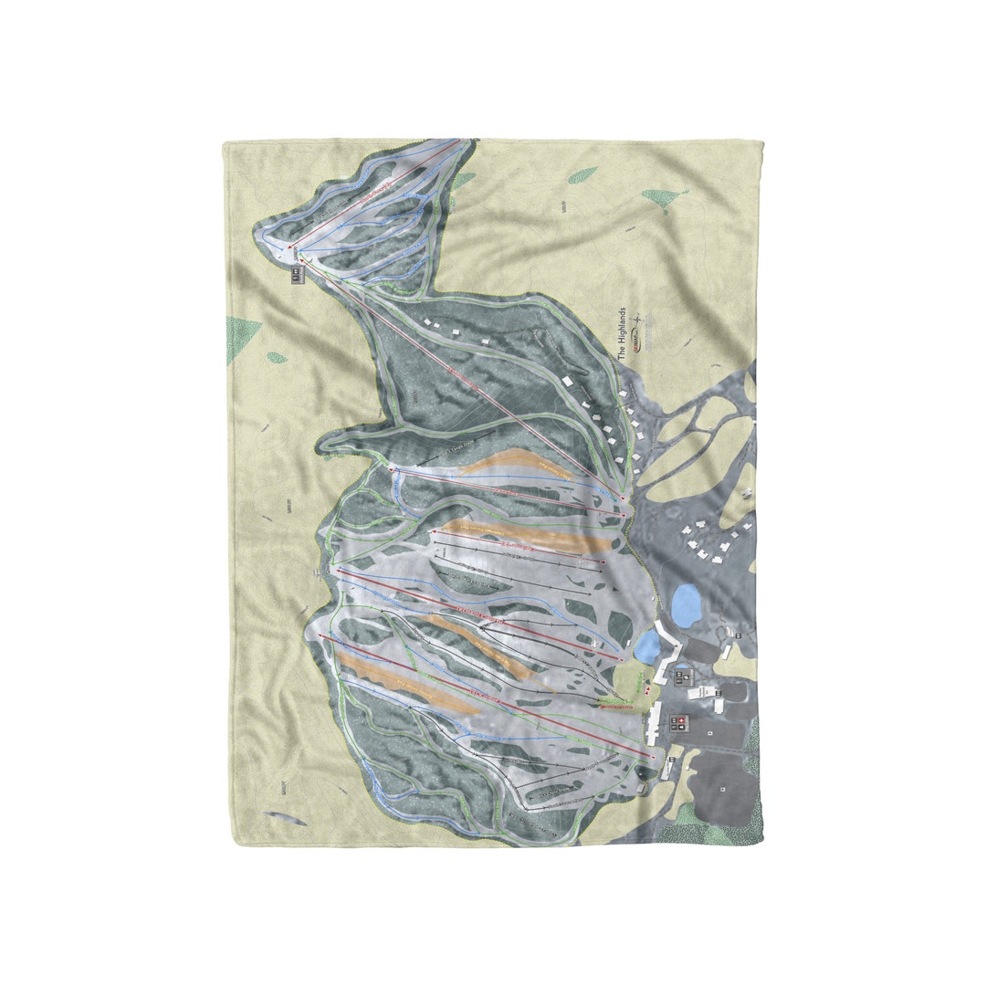 The Highlands Michigan Ski Resort Map Blanket Etsy