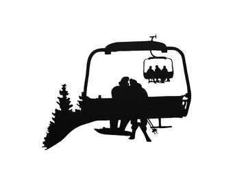 Chairlift Ski & Snowboard Couple Metal Wall Art ( Made In The Usa)11
