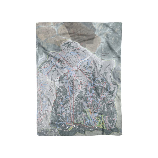 Snowbird, Utah Ski Trail Map Blanket | Cozy, soft throw blanket makes a great cabin decor gift for skiers & snowboarders