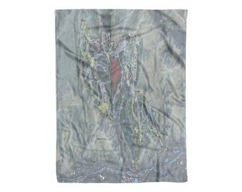 Beaver Mountain, Utah Ski Trail Map Blanket | Cozy, soft throw blanket makes a great cabin decor gift for skiers & snowboarders