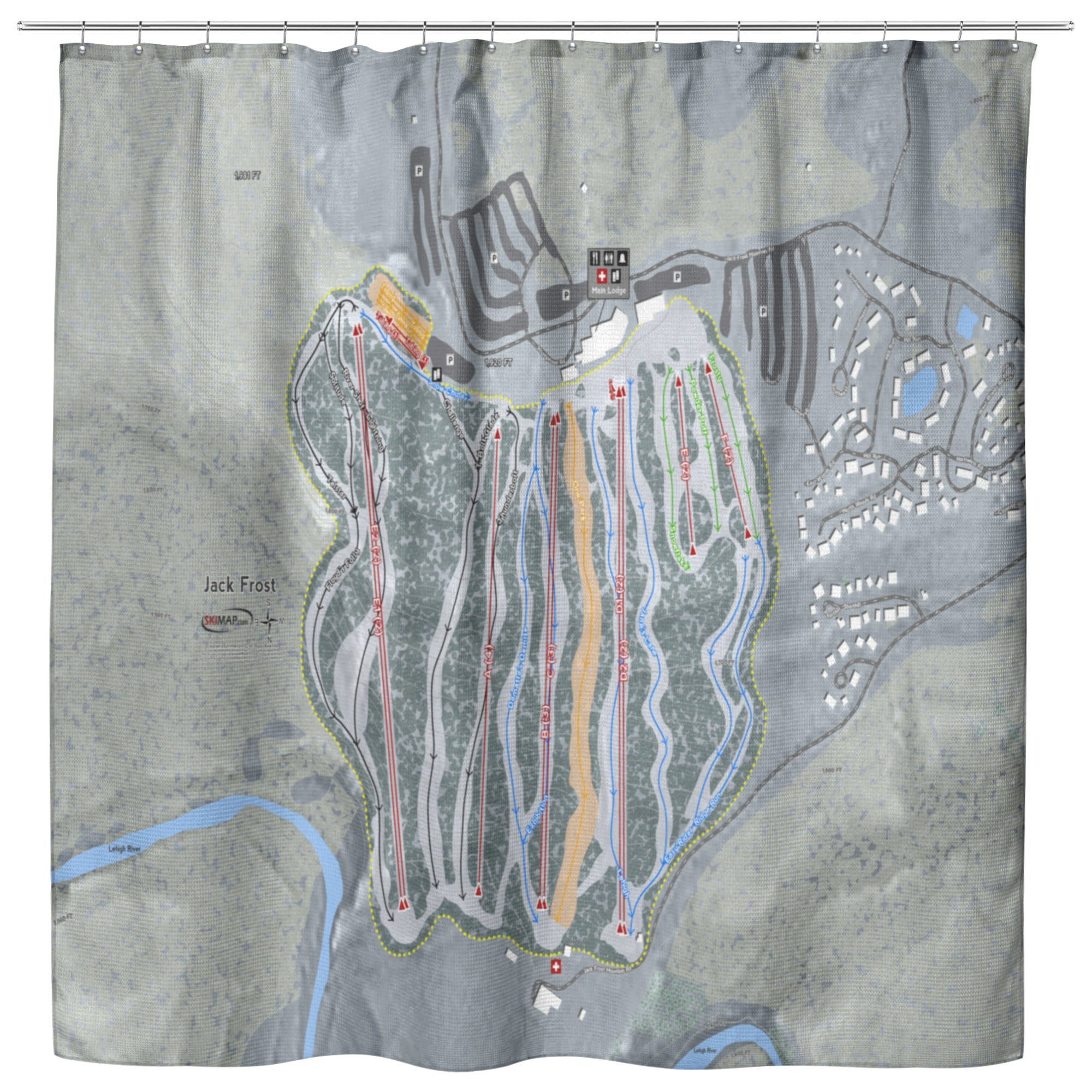 Jack Frost Ski Trail Map Shower Curtain Ski Cabin Decor Etsy