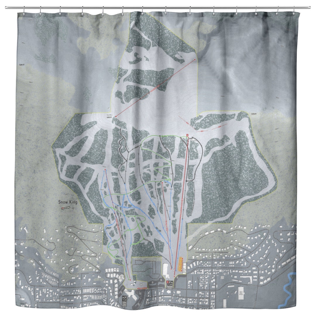 Snow King Ski Trail Map Shower Curtain, Ski Cabin Decor, Universal