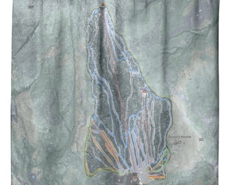 Gunstock Mountain Ski Trail Map Shower Curtain, Ski Cabin Decor, Universal Shower Curtain